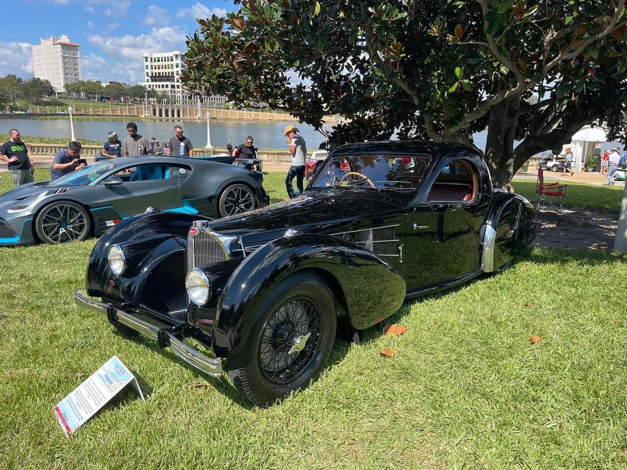 Two Bugattis on display
